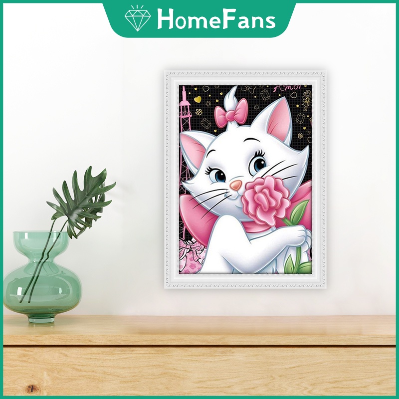 DISNEY Tranh Đính Đá 5D Tự Làm Hình Mèo Marie 40x50cm Trang Trí Tường Nhà