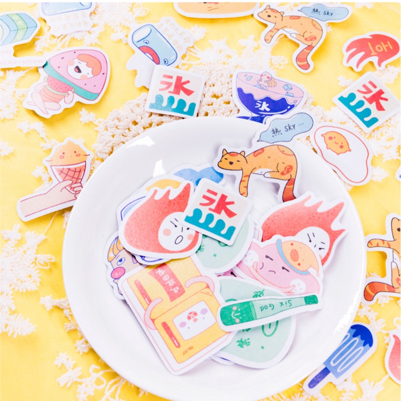 Set 60 sticker in họa tiết chủ đề mùa hè dễ thương dùng trang trí nhật ký/sổ tay