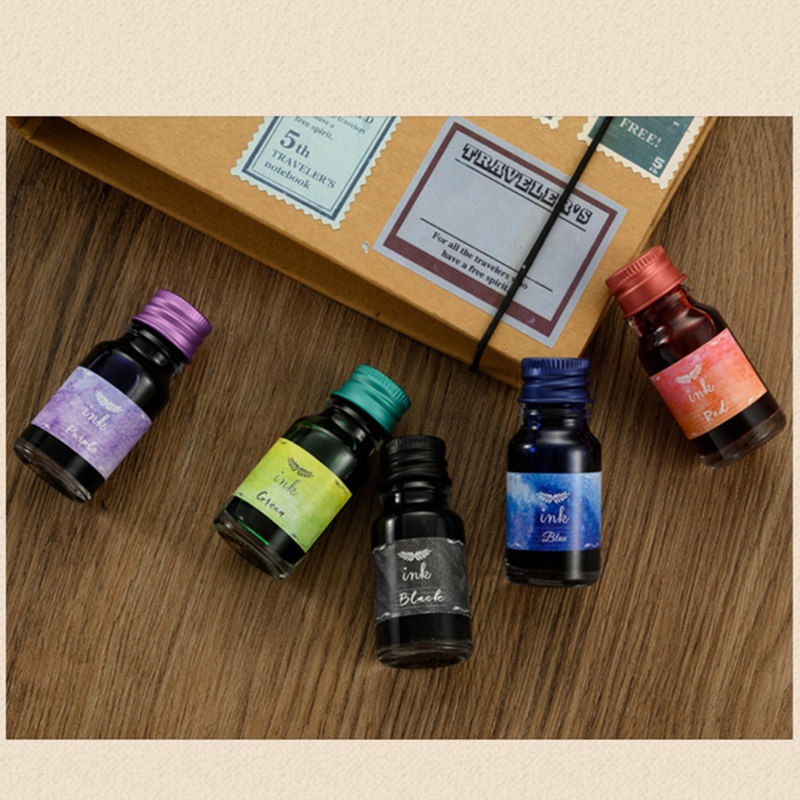 Set 2 Bút Mực Thẳng / 5 Lọ Mực / 10 Đầu Thay Thế Phong Cách Gothic