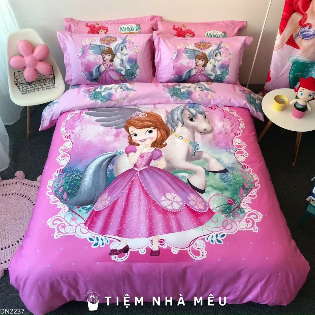 Bộ Chăn Ga Gối Cotton 100%✨ m6/m8/2m -Tiệm Nhà Mêu✨ DISNEY 5D Hoạt Hình Cao Cấp Cho Bé Gái ( vol1)