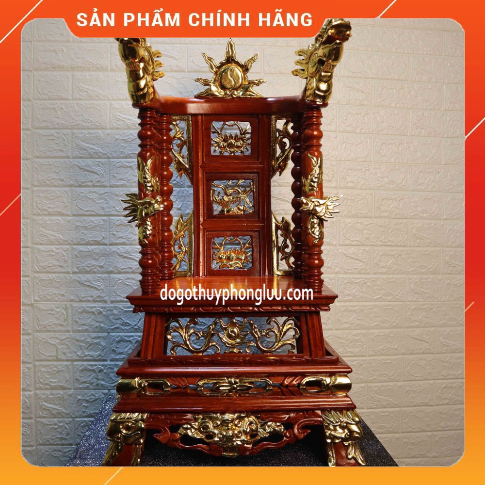 Long Ngai thờ cột gia tiên gỗ gụ rát vàng trạm rồng cao cấp tiểu đại