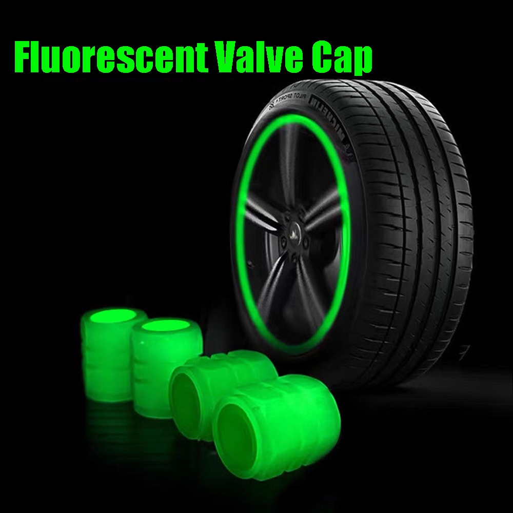 Bộ 4 Vỏ Bọc Van Lốp Xe Máy / Xe Hơi Bằng ABS Màu Dạ Quang