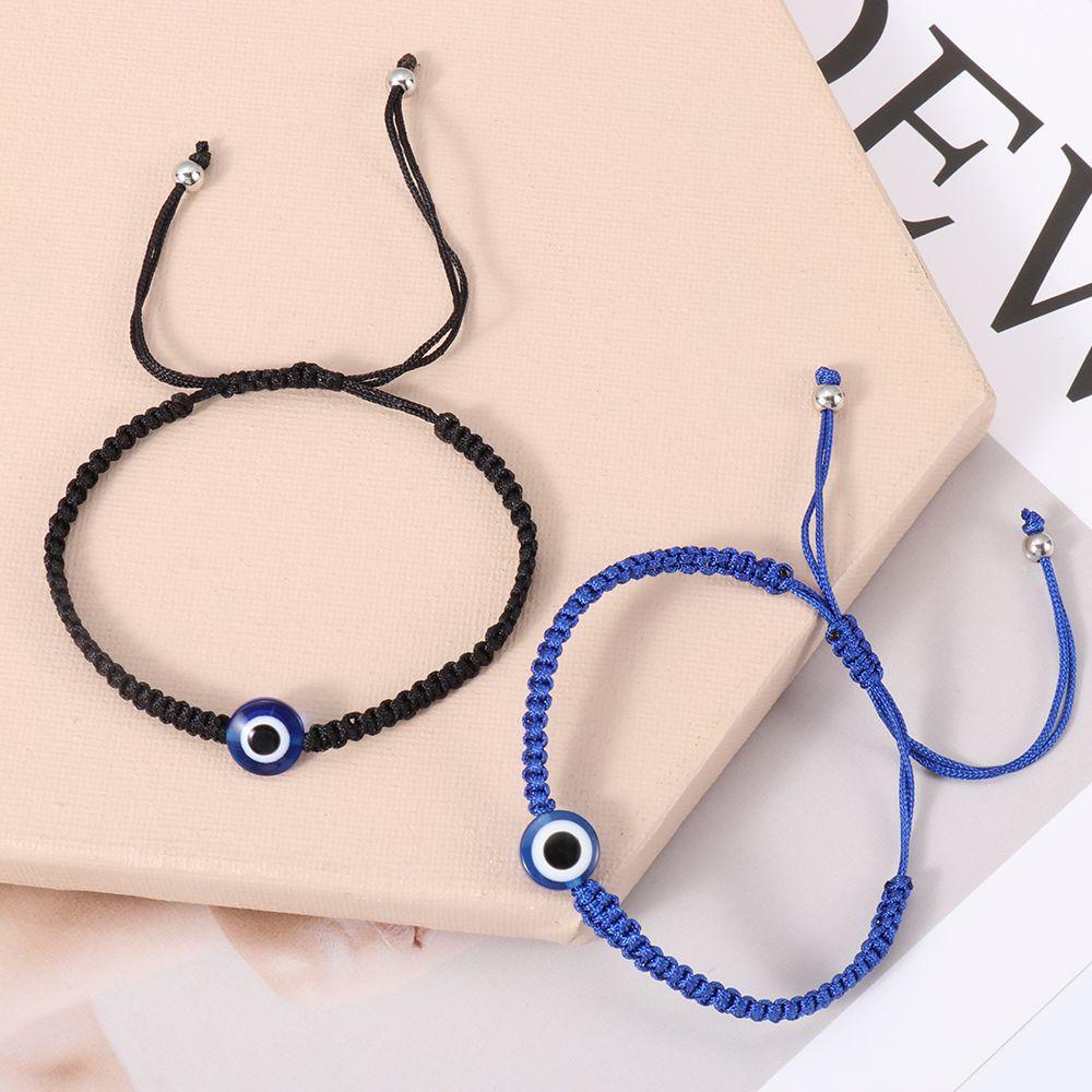 Vòng Tay Dây Bện Phối Mặt Hình Mắt Quỷ May Mắn Có Thể Điều Chỉnh