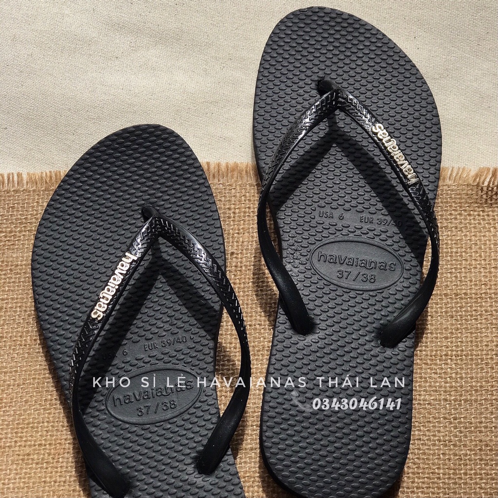 Dép Havaianas Nữ Đen Tag Sắc Chuẩn Thái Lan Siêu Bền