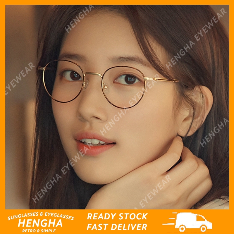 Mắt Kính Chống Cận Thị Màu Xanh Minus0°~-400° Kính Mát Gọng Tròn Thời Trang Hàn Quốc