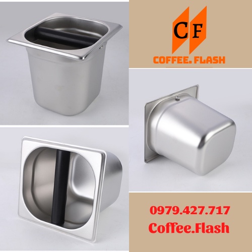 Hộp đập bã cà phê inox- ca đánh bã cà phê inox