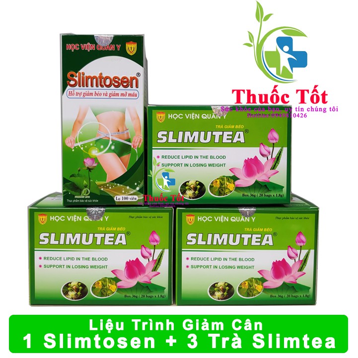 [ Chính Hãng ] Bộ Giảm Cân Giảm Béo 1 Slimtosen + 3Slimutea Học Viện Quân Y Giảm Béo Cực Hiệu Quả