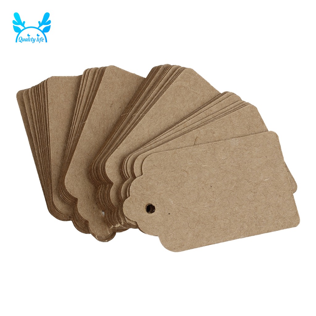 Pack 100 Rustic 40mmx70mm Scalloped Kraft Paper Card,Blank Brown Tag,Gift Tag,Luggage Tag,Price Label - Small (100)