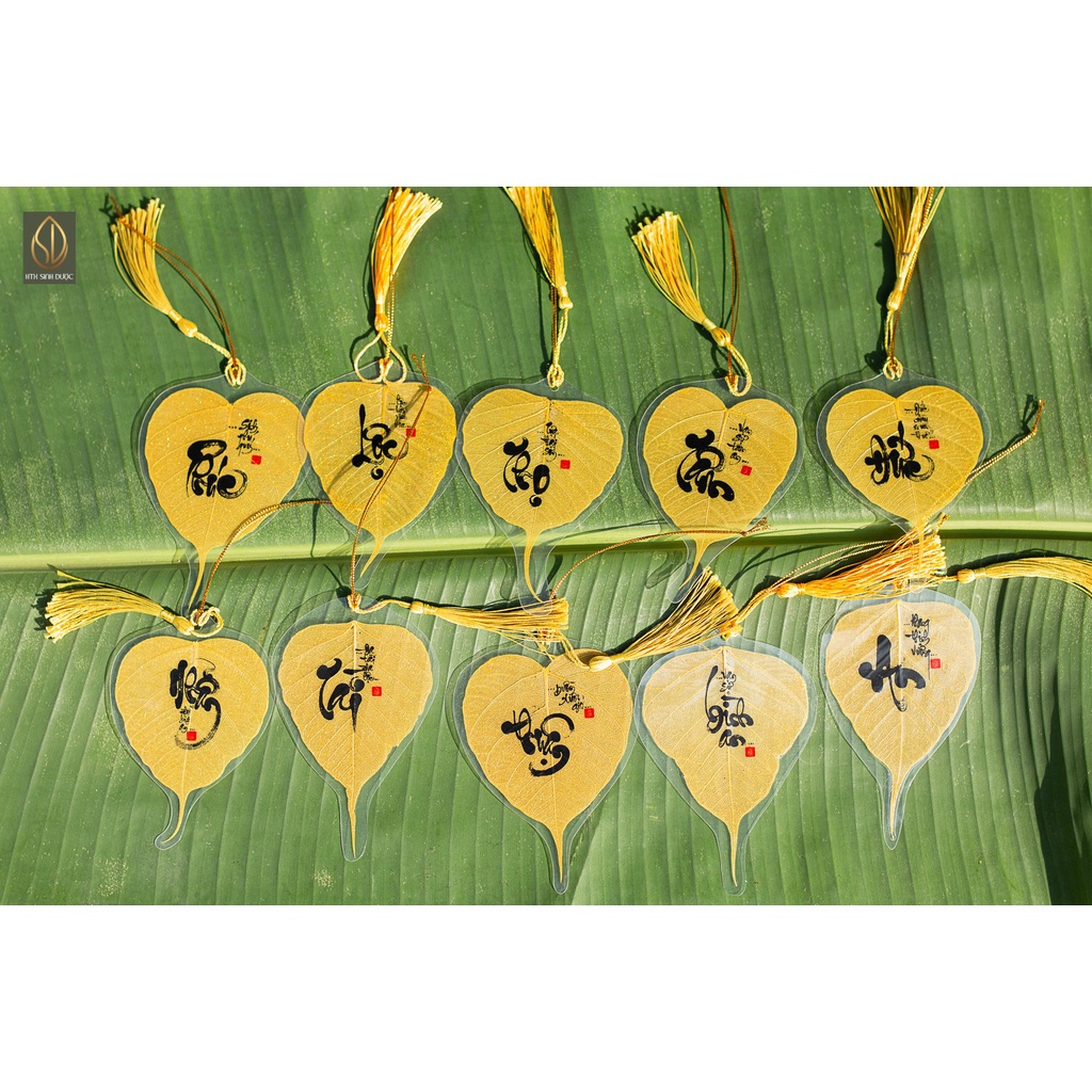 Lá Bồ Đề Cầu Bình An, May Mắn HTX Sinh Dược - Chữ Thư Pháp