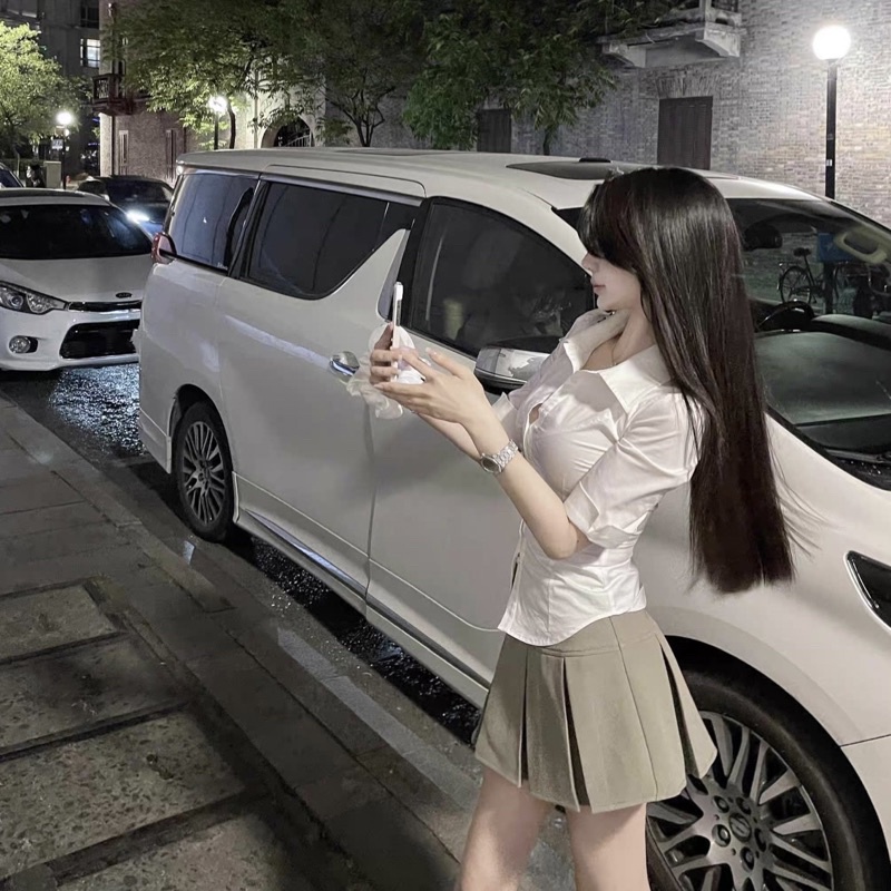 SET ÁO SƠ MI TRẮNG ÔM BODY MIX CHÂN VÁY TENNIS PHONG CÁCH SANG CHẢNH CHIC GIRL