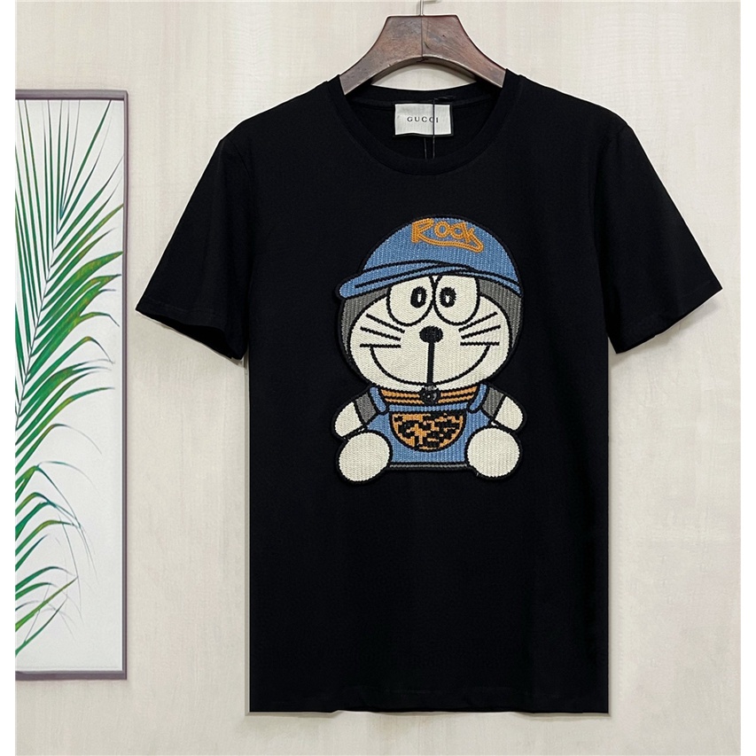 Áo thun nam tay ngắn cổ tròn thêu hình mèo Gucc1 2021