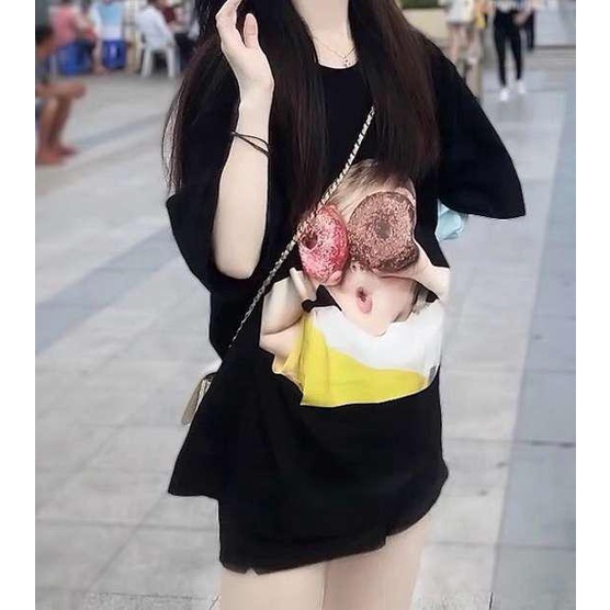 [Ảnh+Video thật] Áo thun tay lỡ ADLV phông Unisex nam nữ Cotton oversize form rộng BABY FACE DONUT | BigBuy360 - bigbuy360.vn