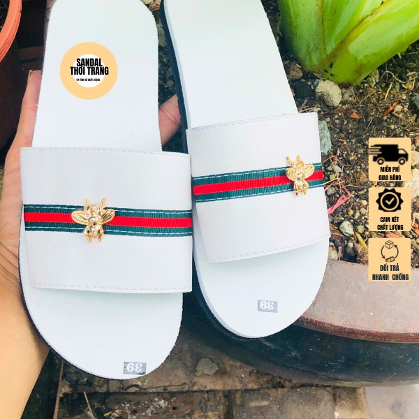 Dép cặp nam nữ, SANDALTHOITRANG dép sandal nữ quai ngang và dép nam quai kẹp Trắng/Đen sandal đồng nai full size 30-44