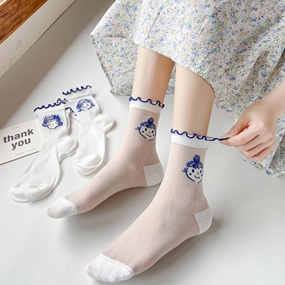 1 Đôi Vớ Ren Siêu Mỏng Thoáng Khí Phong Cách Lolita Nhật Bản Thời Trang Mùa Hè Dành Cho Nữ