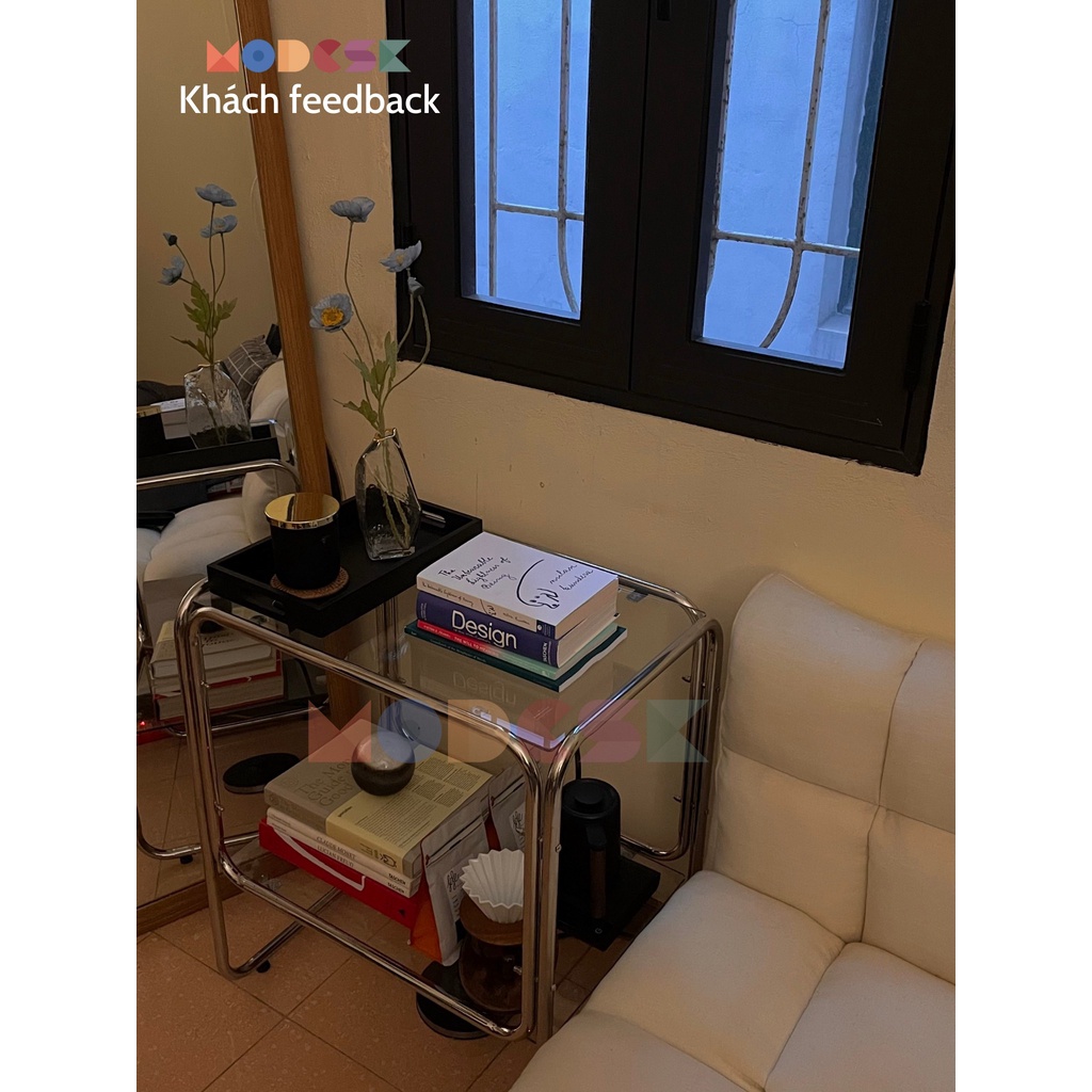 Bàn trà sofa phòng khách Modesk SS Table Glass version 1 inox 304 - kính cường lực