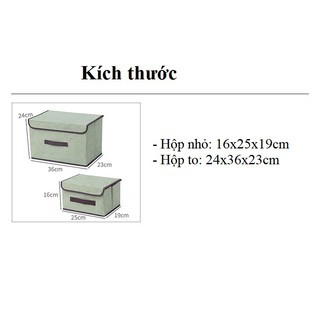 Combo 2 hộp túi vải đựng đồ thùng đựng quần áo đồ lót đồ chơi đa năng bằng vải cứng,có nắp không cần tủ