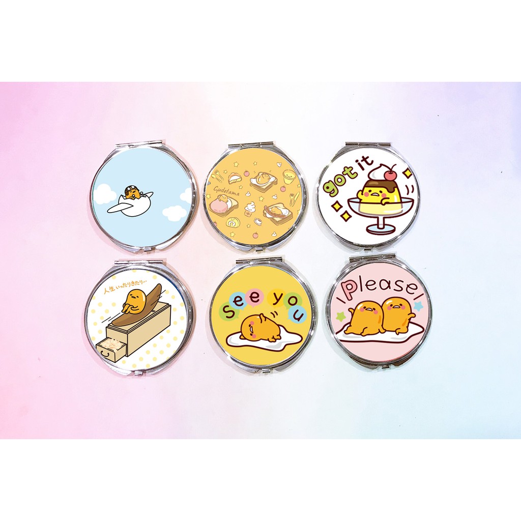 Gương 2 mặt trứng lười gudetama gương pu GPI37 gương hoạt hình cute dễ thương thần tượng