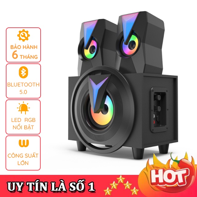 Loa Bluetooth Gỗ 2.1 Để Bàn Dùng Cho Tivi Máy Vi Tính PC Laptop Công Suất Lớn FT-K10 Có Đèn Led RGB Nổi Bật