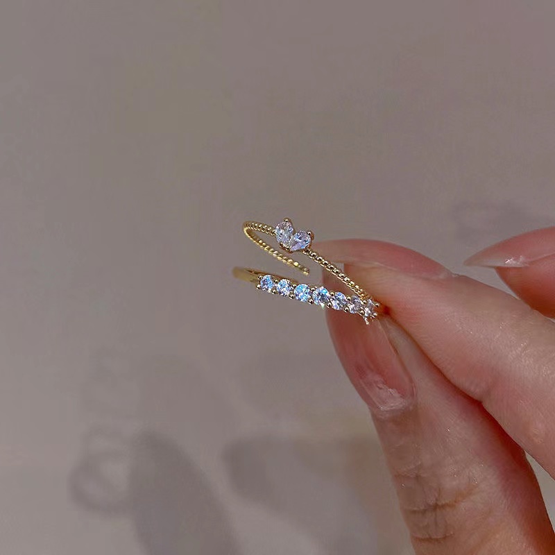 Nhẫn Hở Đính Kim Cương Nhân Tạo Thời Trang Hàn Quốc