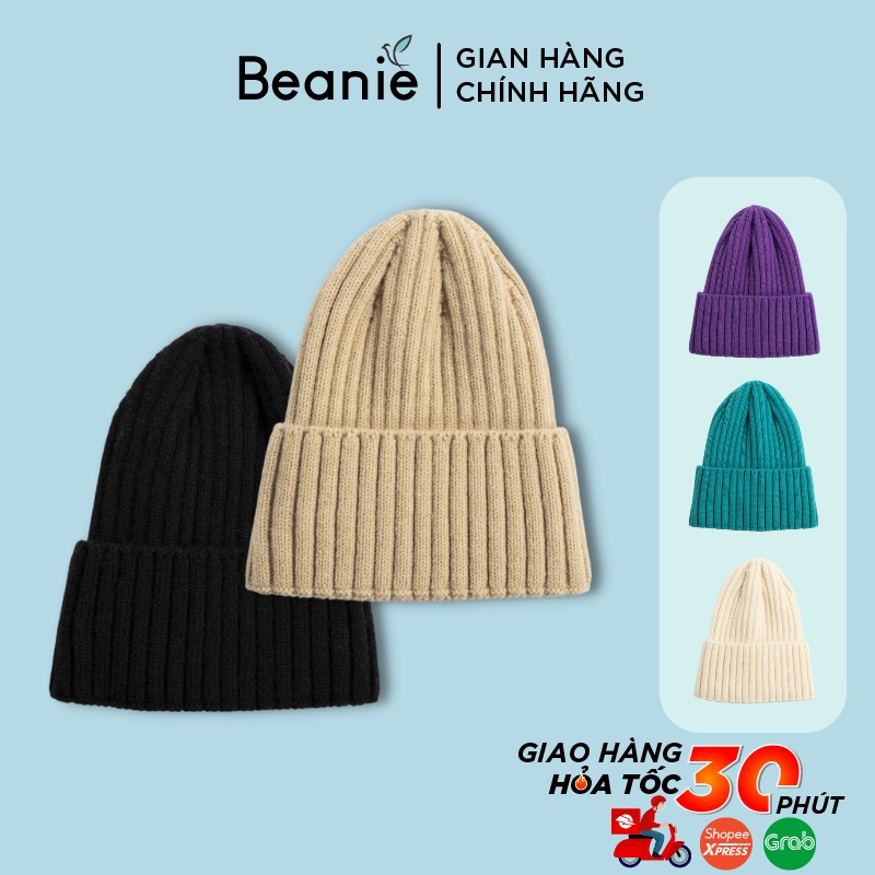 Mũ Len Trơn Dài BEANIE Thời Trang Hàn Quốc, Nón Len Unisex Nam Nữ Chùm Qua Tai Mùa Đông Nhiều Màu Đen, Be, Trắng B008