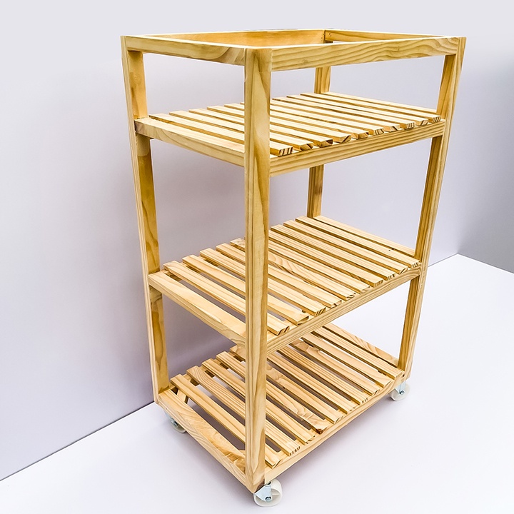 [GIÁ TẠI XƯỞNG] Kệ đẩy có bánh xe đa năng gỗ thông, dùng cho bệnh viện , spa , phòng khám, homstay  tự lắp ráp