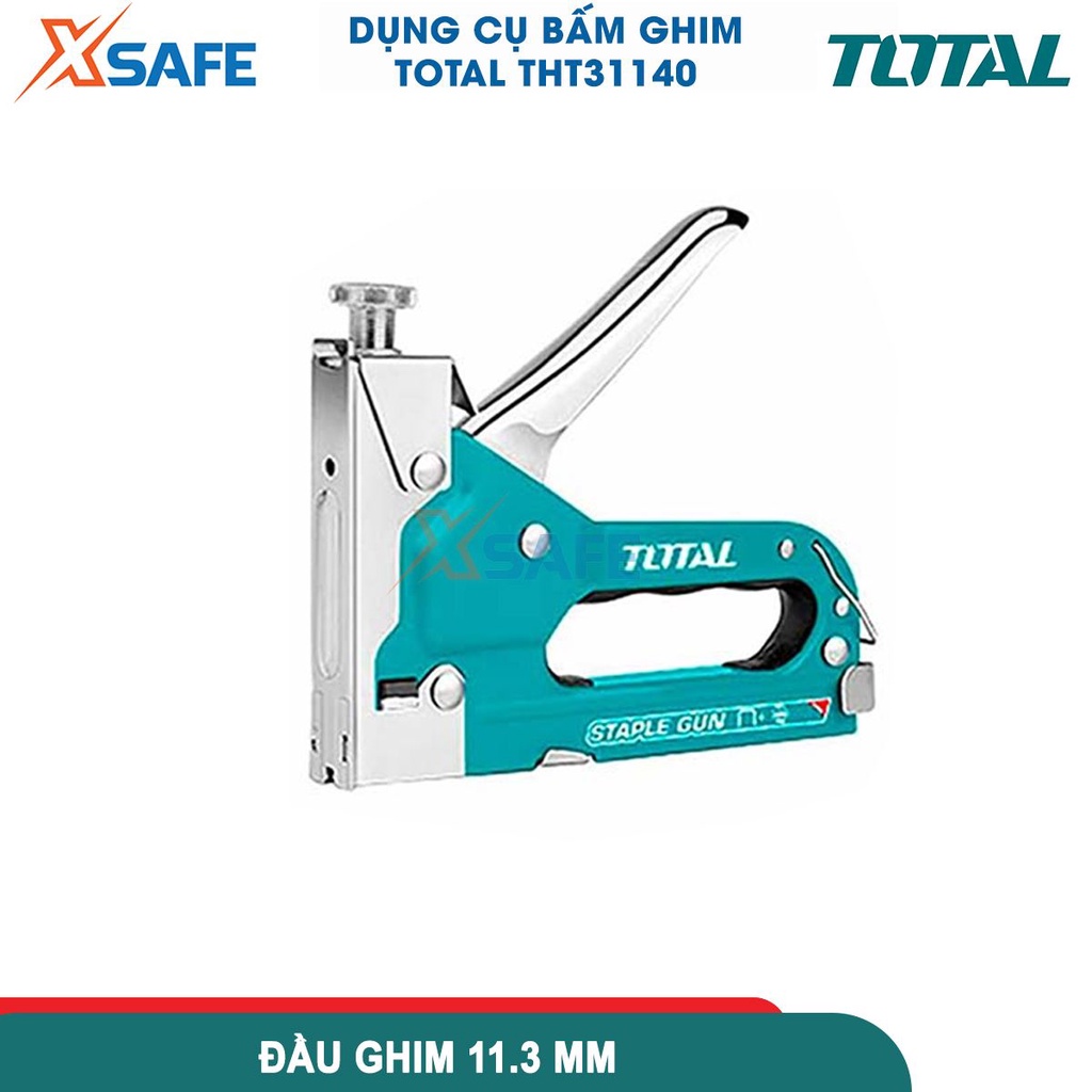 Dụng cụ bấm gim TOTAL THT31140, kềm bấm ghim đường kính ghim 0,7mm, đầu ghim:11,3mm, chiều dài 4-8mm