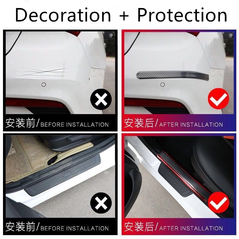Sticker Sợi carbon 3D 5x100cm Dán Bảo Vệ Cạnh Cửa Xe Hơi