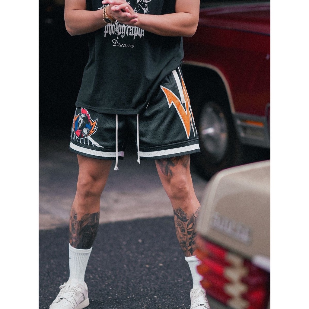 Reserff GSW Quần Short Hai Lớp Lưới Hai Lớp Màu Vàng Đồng Chính Hãng Của Bang Warriors Retro Mỹ