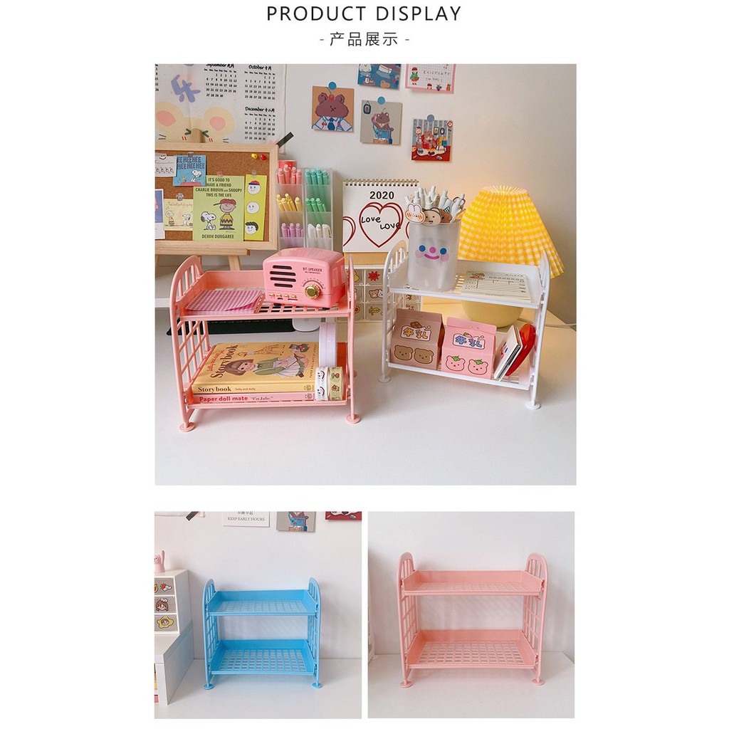 Kệ mini gấp gọn 2 tầng gam màu pastel xinh xỉu - MiuSua