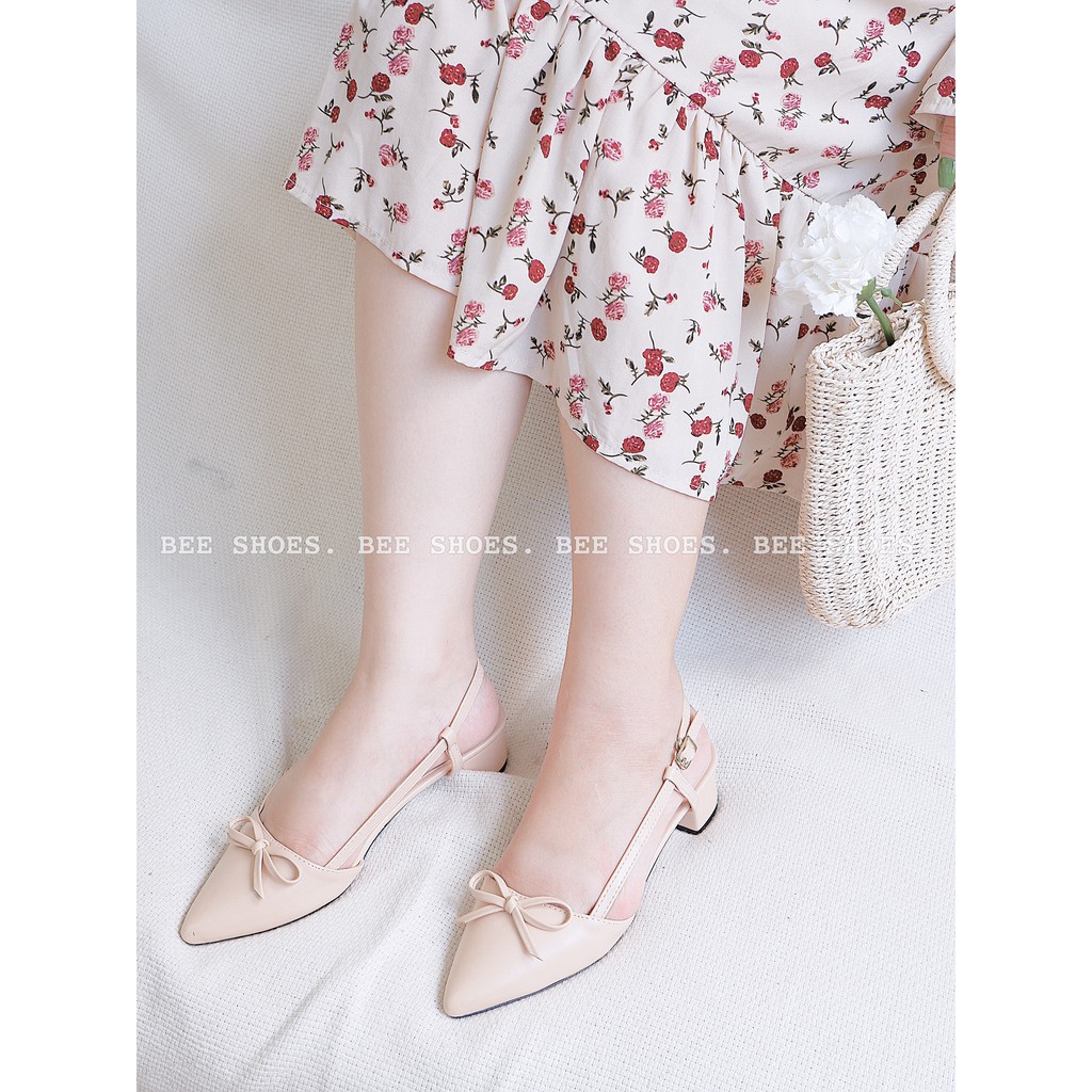 GIÀY BÚP BÊ NỮ NƠ BEESHOES DÂY HẬU SAU CAO 3CM SÃN MÀU ĐEN-BE-TRẮNG S18 | BigBuy360 - bigbuy360.vn