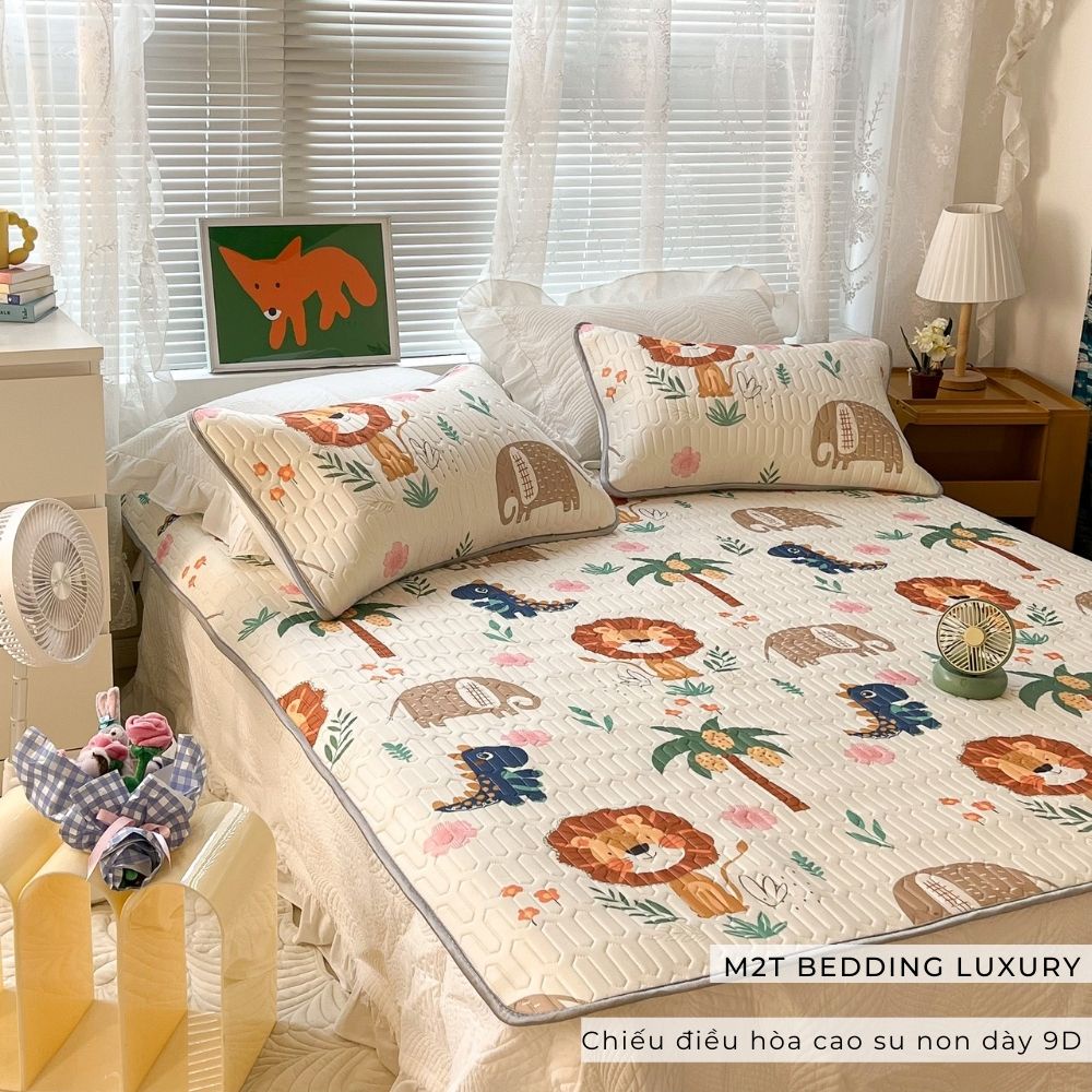 Chiếu điều hòa cao su non 9D M2T BEDDING Luxury vải lụa Tencel mát cao su non Latex mềm mịn đủ kích thước m6/m8/2m2