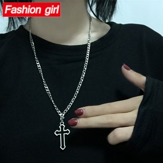 Dây Chuyền Dáng Dài Phối Mặt Hình Thánh Giá Phong Cách Harajuku Hàn Quốc Cá Tính