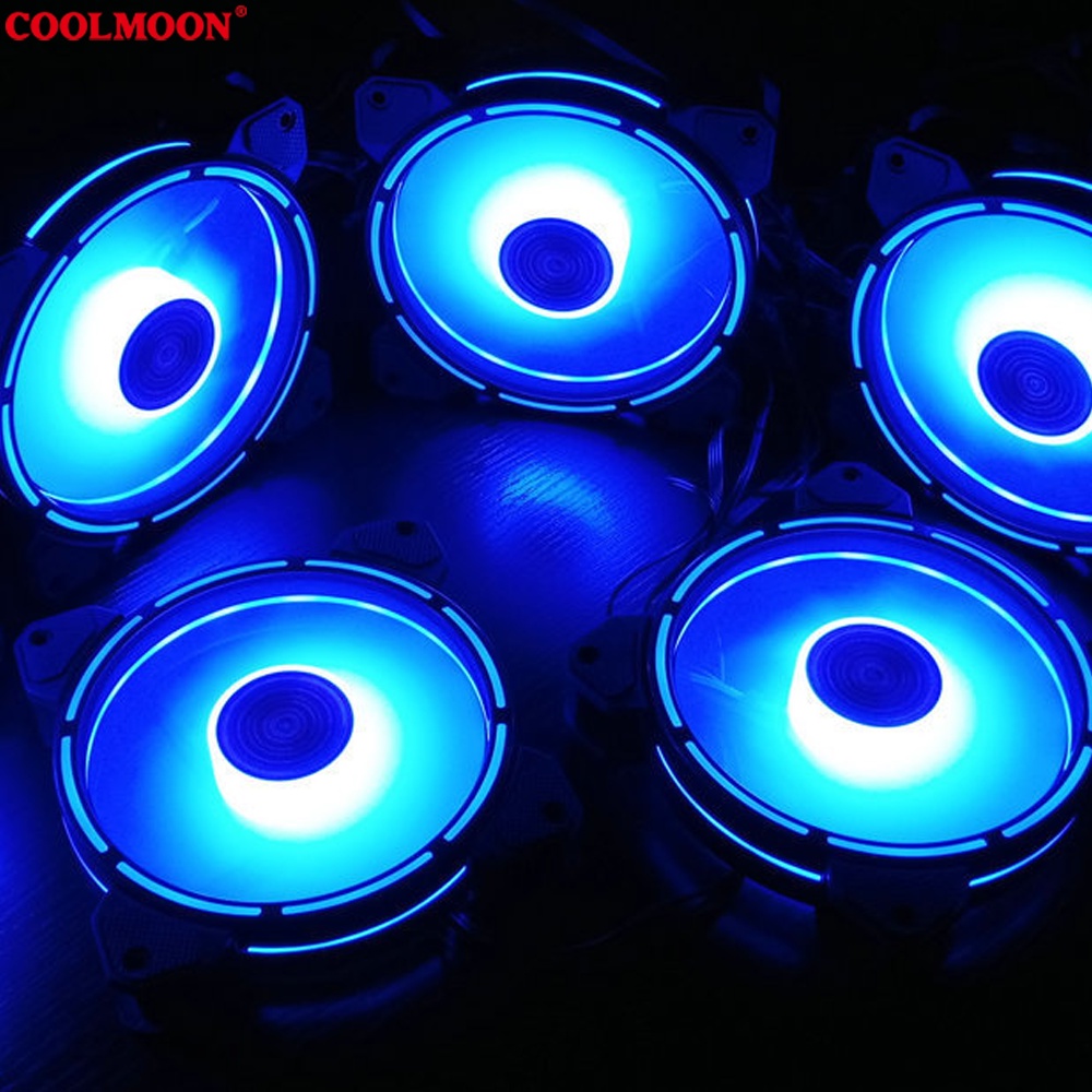 Quạt Tản Nhiệt, Fan Led ARGB Coolmoon V9 - Led Dual Ring (Led tâm + Led viền) - Tặng kèm ốc vít