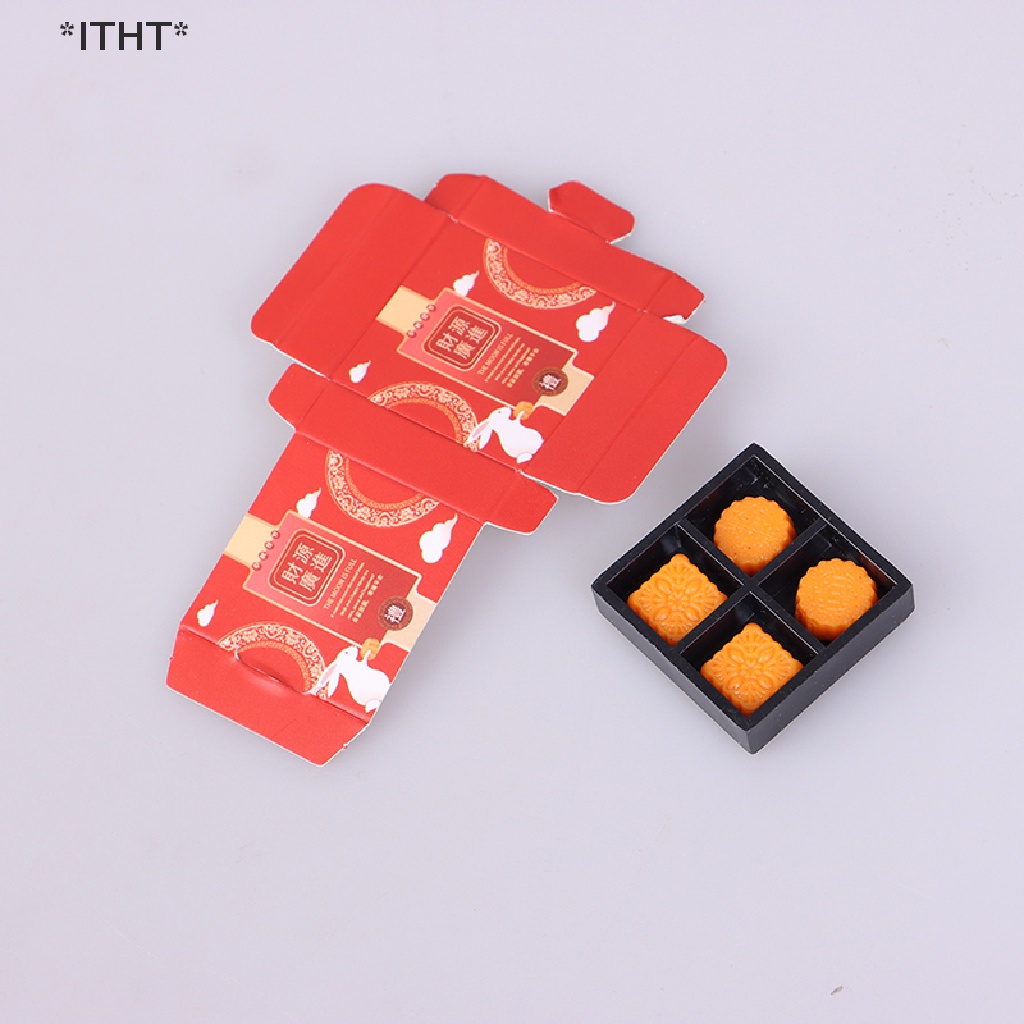 1 Bộ Bánh Trung Thu Bằng Nhựa Resin Tỉ Lệ 1 / 12 Trang Trí Nhà Búp Bê