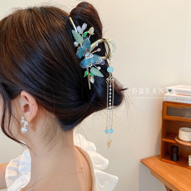 Kẹp Tóc Tua Rua Hình Hoa Đính Ngọc Trai Phong Cách Cổ Điển Cho Nữ