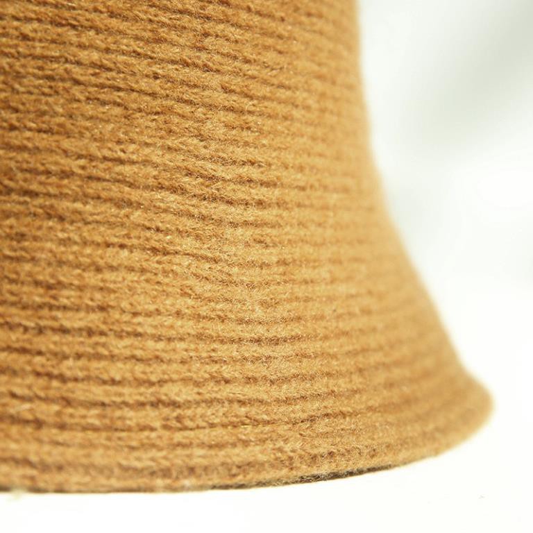 Mũ Bucket len Phong cách Retro Hàn Quốc Nón xô Bucket Len trơn Thu Đông Giữ ấm Nhật Bản Cá tính xịn