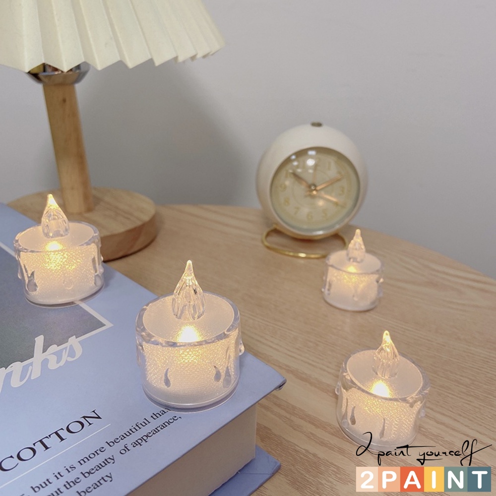 Đèn nến trang trí phòng ngủ, cây nến điện tử mini trong suốt decor nhà cửa 2PAINT