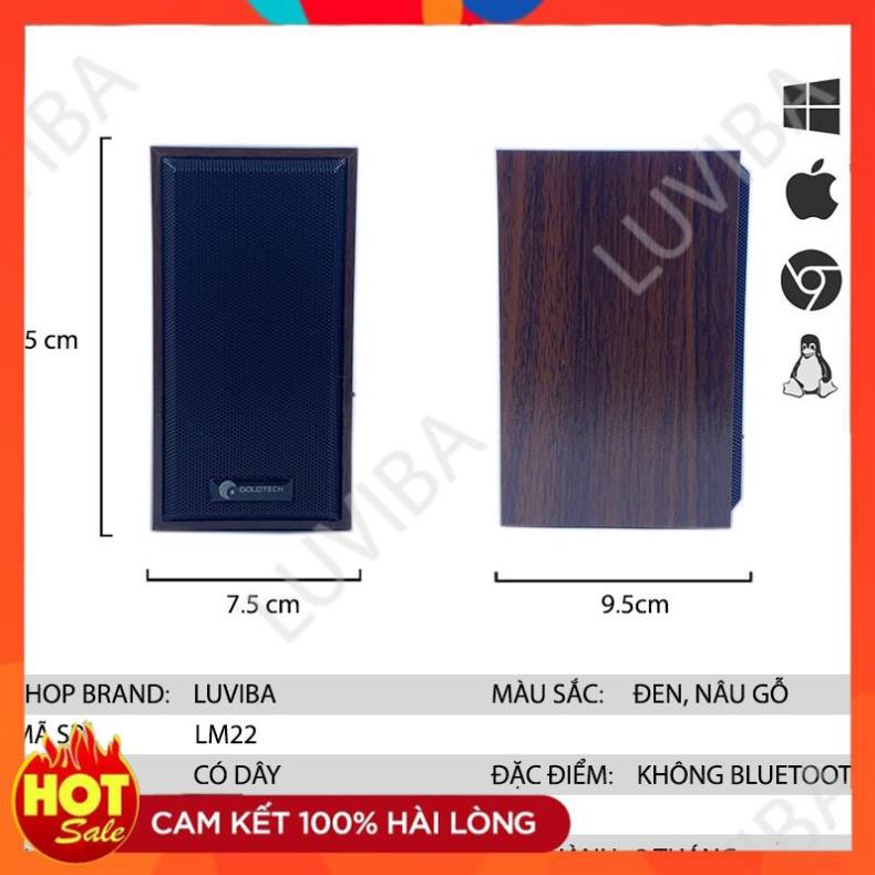 [Xịn] Loa máy tính vi tính laptop mini để bàn vỏ gỗ GOLDTECH M22 bass giá rẻ LUVIBA LM22