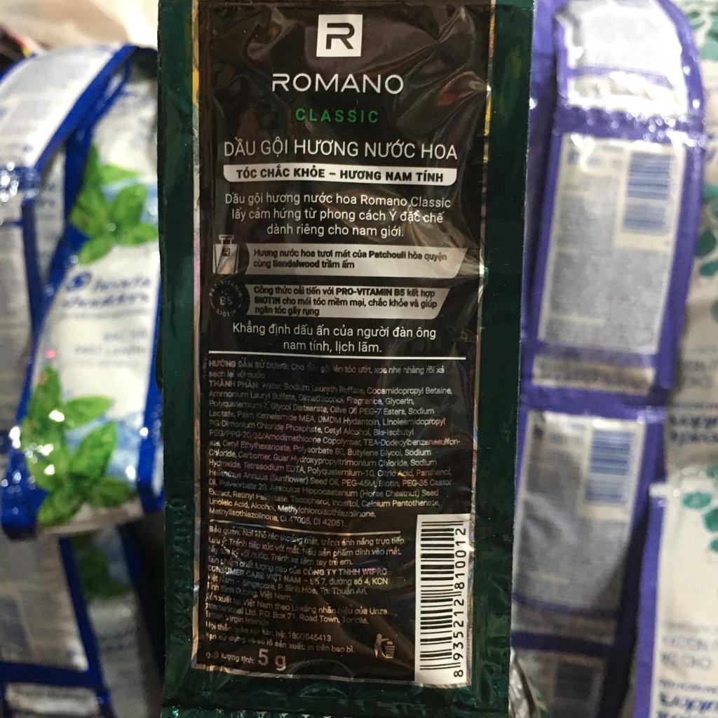 Dầu gội hương nước hoa Romano Classic tóc chắc khoẻ 5g dây 14 gói