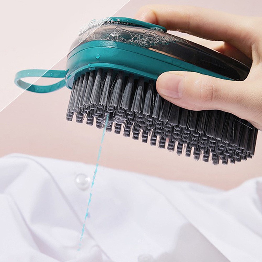 Bàn chải giặt đồ đa năng có bình chứa xà phòng và nút ấn tiện lợi