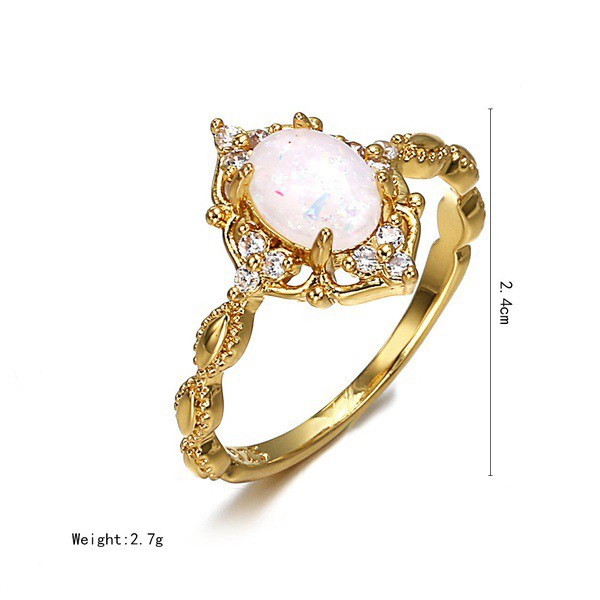 Nhẫn mạ vàng 18k đính đá opal nhân tạo phong cách Âu Mỹ