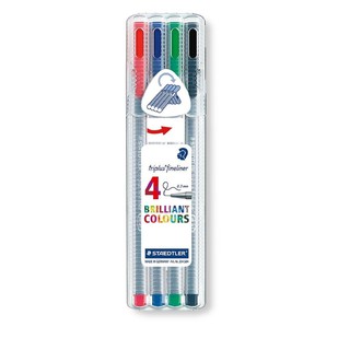 BÚT VẼ STAEDTLER TRIPLUS FINELINER, BỘ 04 CÂY HỘP NHỰA CỨNG