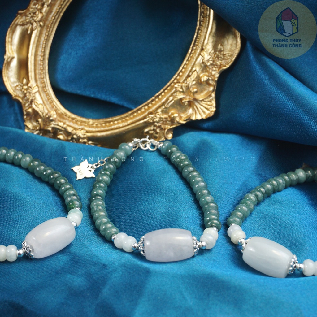 Vòng Tay Phong Thủy - Cam Thach Lam Ngoc Banh Xe x Lu Thong Bach Ngoc