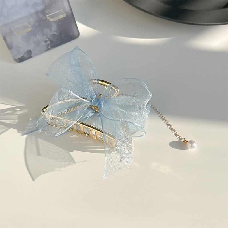 Kẹp Tóc Vải Lưới Phối Nơ Sau Lưng Cỡ Lớn 2022 Dành Cho Nữ