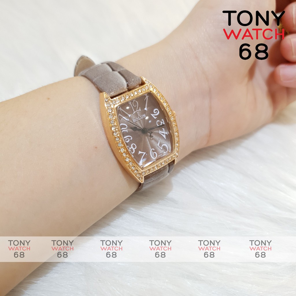 Đồng hồ nữ Bolun bầu dục dây da viền mạ vàng chống nước chính hãng Tony Watch 68 | BigBuy360 - bigbuy360.vn