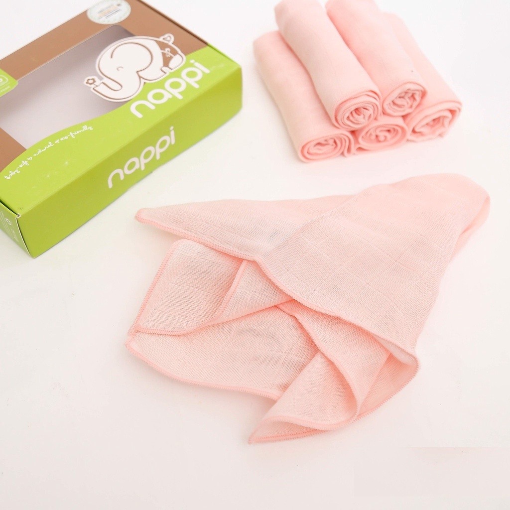 Set 6 khăn sữa Nappi 30x30cm sợi tre kháng khuẩn an toàn cho bé - Monnie Kids