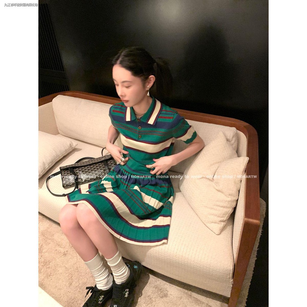 Đầm Thun Ngắn Tay Họa Tiết Sọc Ngang Thời Trang Dành Cho Nữ