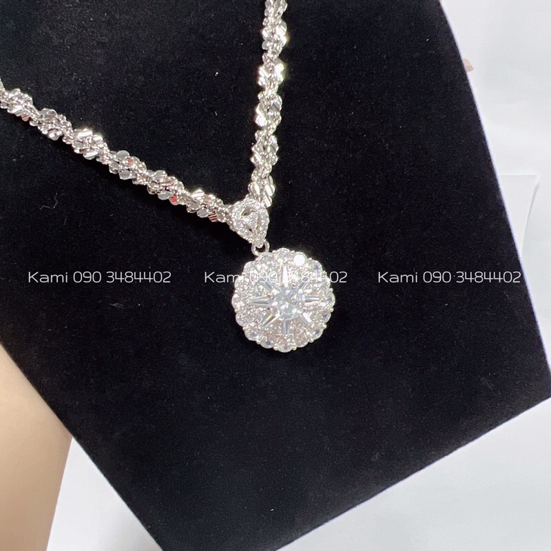 Dây chuyền xoắn xi bạch kim kèm mặt baguet siêu sáng bền màu Kami