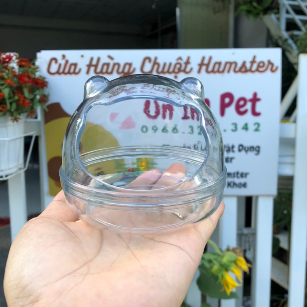 Nhà tắm nhà ngủ hamster MÈO TRÒN trong suốt cho lồng hamster đủ size