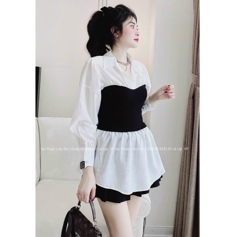 Áo sơ mi phối kiểu (chất đẹp)